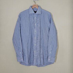 Paul & Shark Yachting Shirt Men 42/16 Blue Stripes LS Collar Cotton Italy Preppy